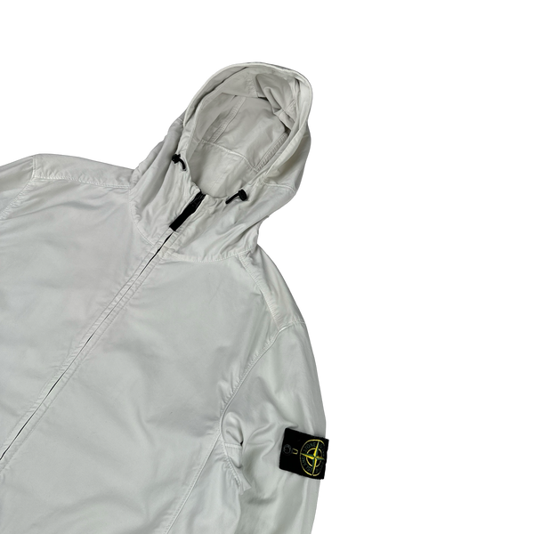 Stone Island 2022 White Batavia Hooded Jacket - Large