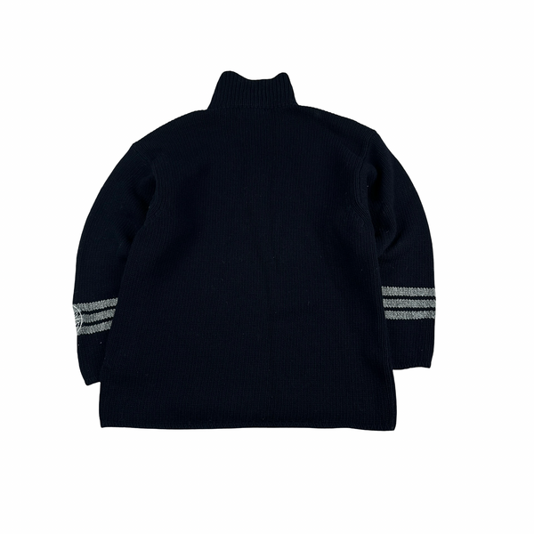 Stone Island 1996 Navy Wool Buttoned Knitted Jumper - Medium