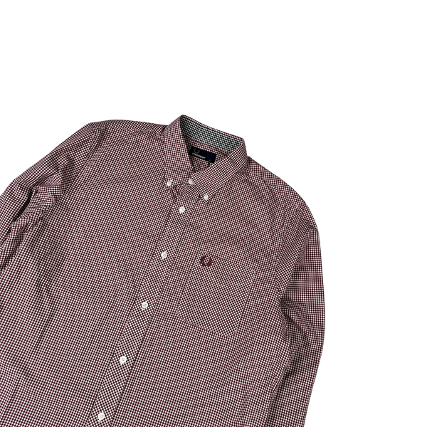 Fred Perry Burgundy Gingham Buttoned Shirt - Large