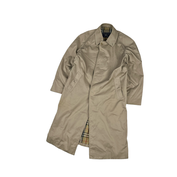Burberry Nova Check Lined Tan Long Trench Coat - Large
