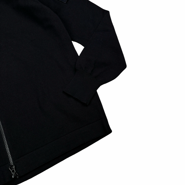 Stone Island 2023 Black Cotton Zipped Cardigan Knit Jumper - Small