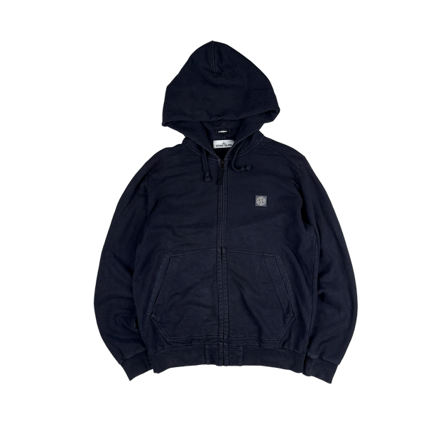 Stone Island 2014 Navy Zipped Patch Hoodie - XL