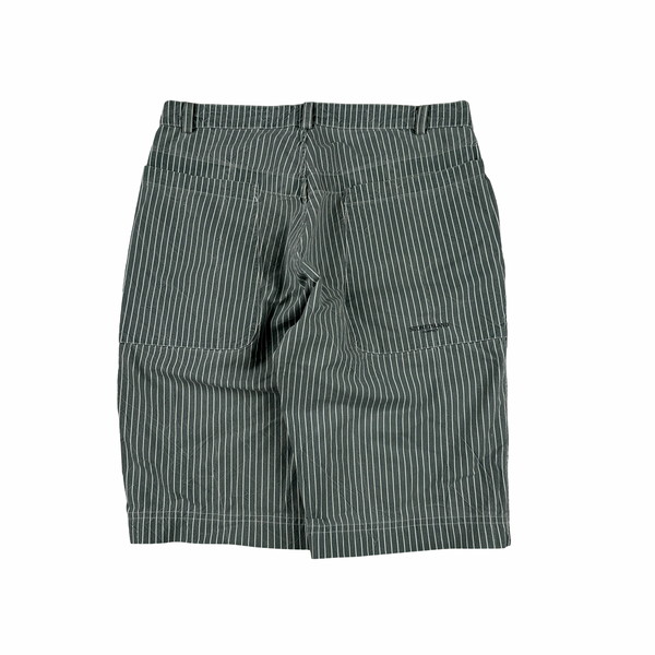 Stone Island 2003 Green Striped Compact Cotton Shorts - Large