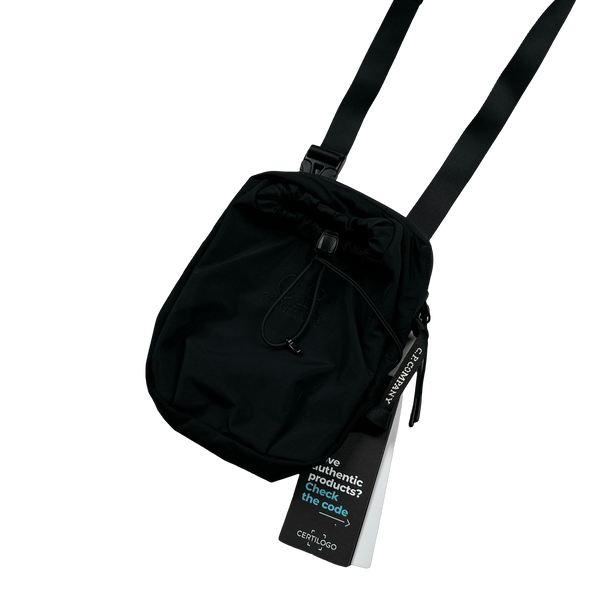 CP Company Black Nylon Spellout Embroiderd Side Bag