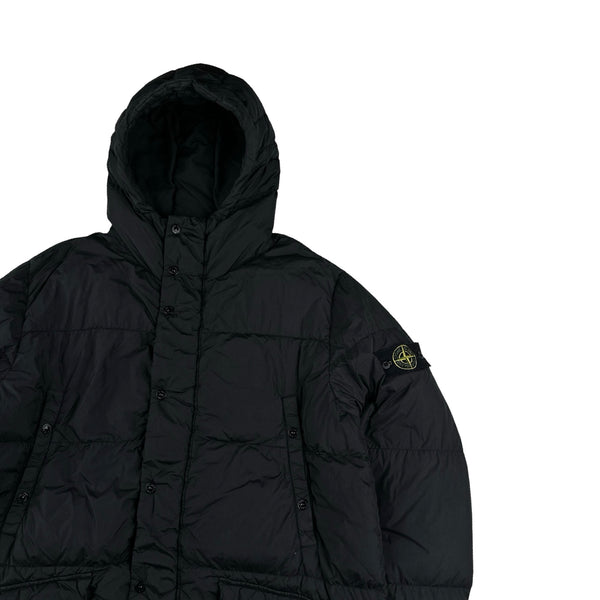 Stone Island 2013 Black Crinkle NY Down Long Puffer Jacket - XXL