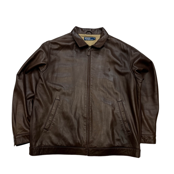 Ralph Lauren Brown Heavyweight Leather Jacket - XL