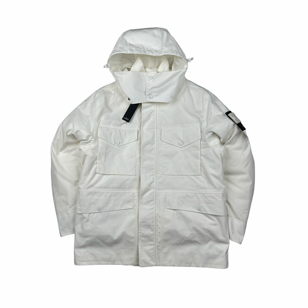Stone Island 2022 O-Ventile White Ghost Piece Down Dutch Rope Puffer Jacket - Medium