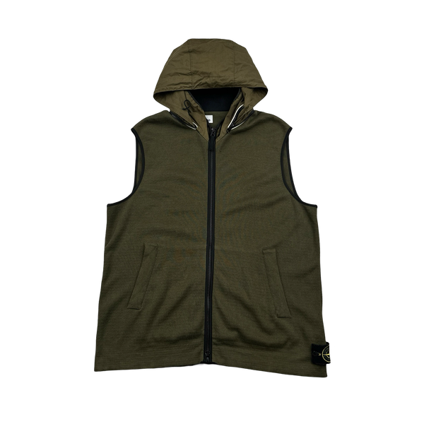 Stone Island 2013 Khaki Cotton Foldout Hood Gilet - 3XL