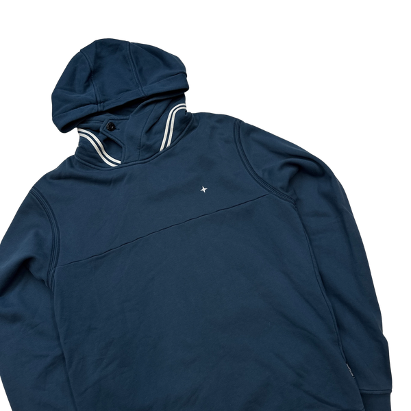 Stone Island 2020 Blue Piped Compass Hoodie - Small