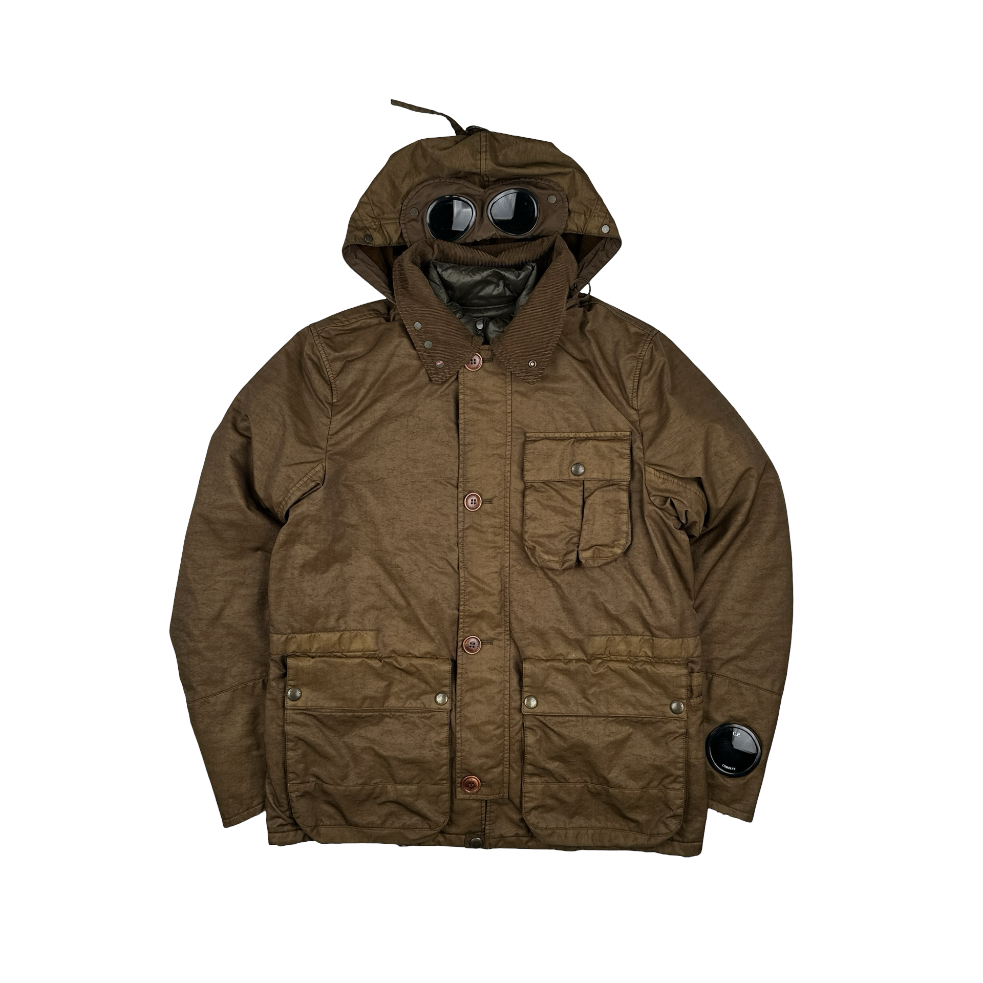 CP Company Brown Down Filled Winter Goggle Jacket - Large – Mat's