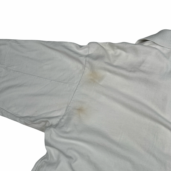 Stone Island 1997 White Cotton Spellout Vintage Polo Shirt - Medium