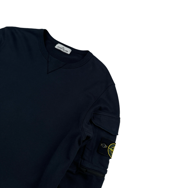 Stone Island 2022 Navy Cargo Pocket Crewneck Sweatshirt - Medium