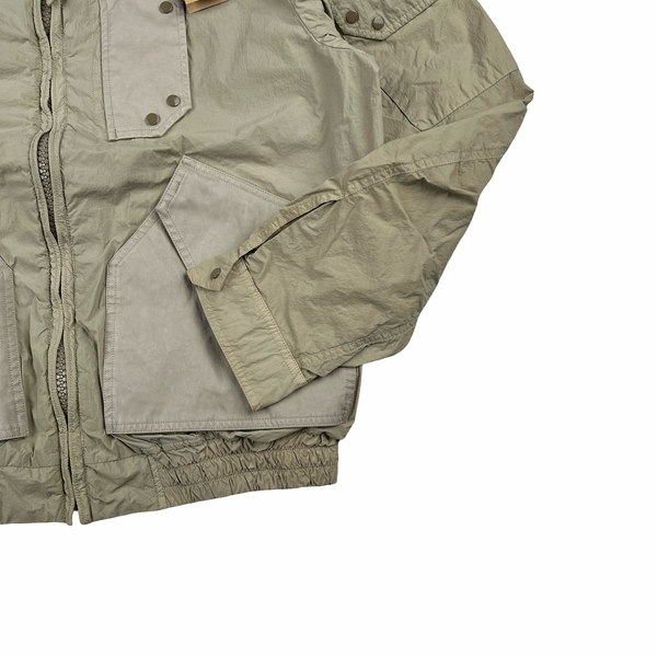 Ten C Beige Multi Pocket Mid Layer Zipped Overshirt Jacket - Medium