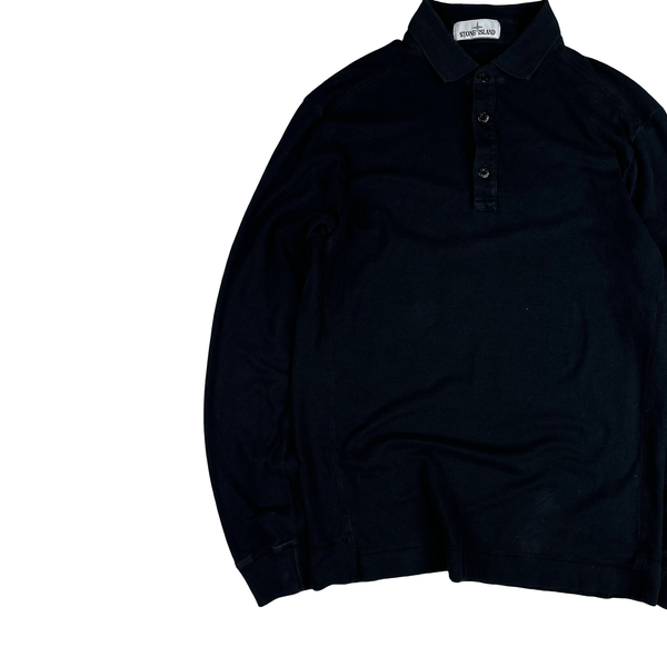 Stone Island 2020 Black Cotton Long Sleeve Polo Shirt - XL