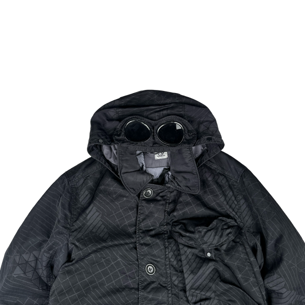 CP Company Black M Bossed Quilted Goggle Jacket - Small