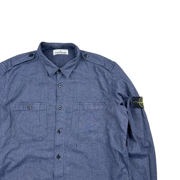 Stone Island 2014 Blue Indigo Cotton Overshirt - XXL