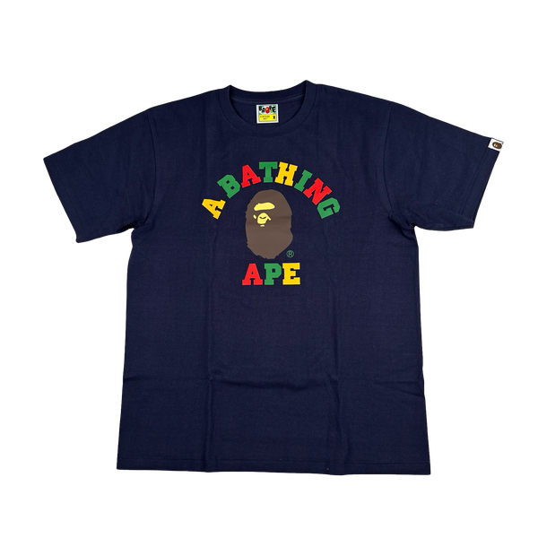 BAPE Spellout Ape Navy T Shirt - Medium