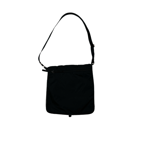 Prada Black Red Tab Nylon Adjustable Side Bag