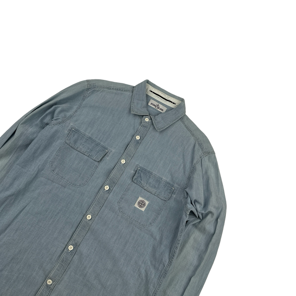 Stone Island 2013 Blue Denim Patch Buttoned Shirt - XXL