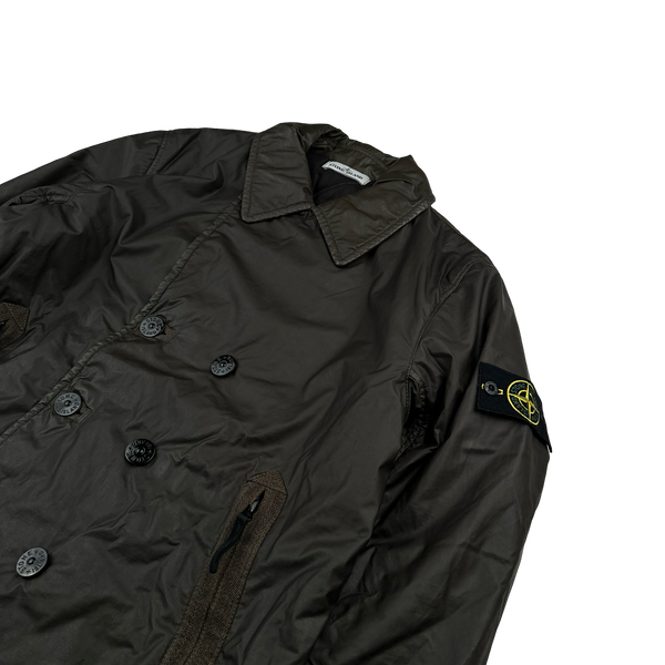 Stone Island 2012 Brown Mussola Gommata Double Breasted Jacket - Large