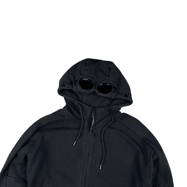 CP Company Black Goggle Cotton Zip Up Hoodie - Small