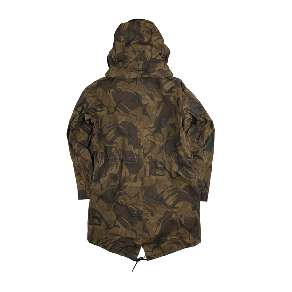 Ten C Lightweight Brown Camo Long Hooded Parka Jacket - Large
