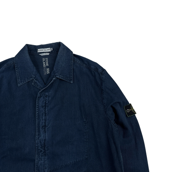 Stone Island Vintage 1994 Blue Denim Collared Jacket - XL
