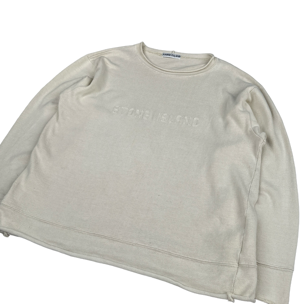 Stone Island 1990s Vintage Cream Spellout Pullover - Medium
