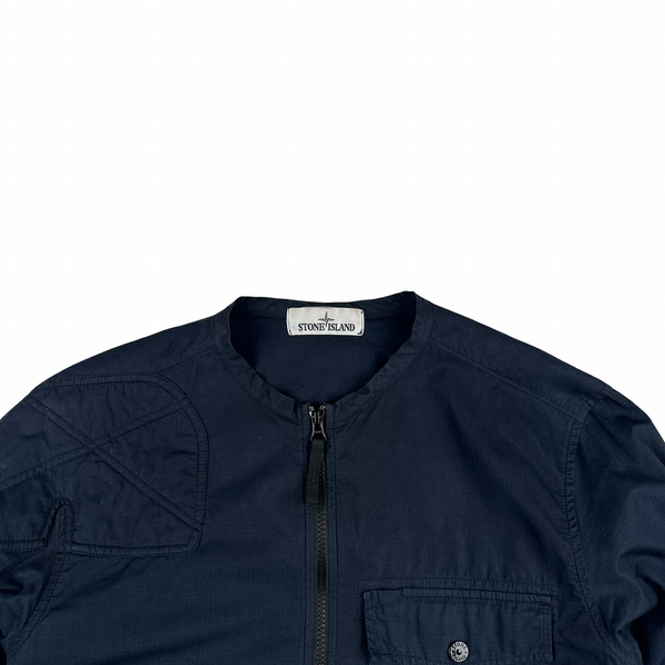 Stone Island 2019 Navy Cotton Zipped Shirt - Medium
