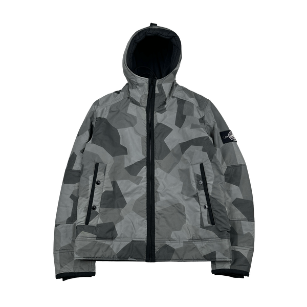 Stone Island 2012 Silver Fleece Lined Camo Reflective Jacket - Large