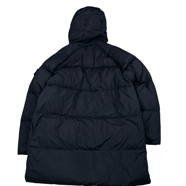 Stone Island Navy Garment Dyed Crinkle Reps Dual Wool Hood Parka Jacket - Large
