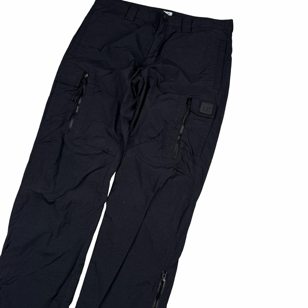 CP Company Metropolis Black Nylon Badge Cargo Trousers - Large