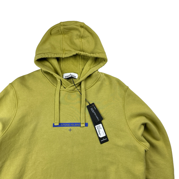 Stone Island 2021 Green Spellout Pullover Hoodie - Large