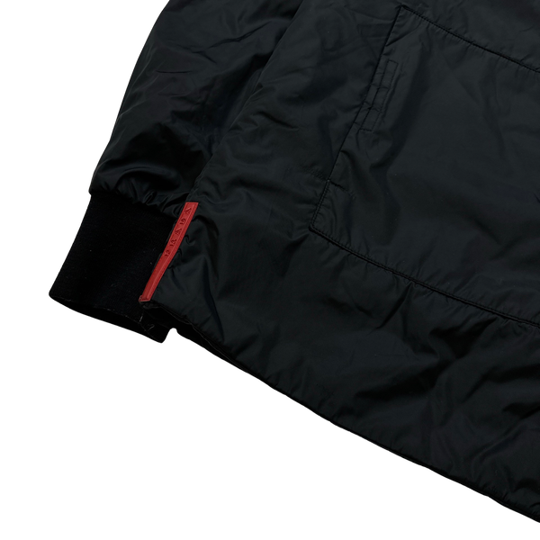 Prada Black Nylon Padded Bomber Jacket - Large