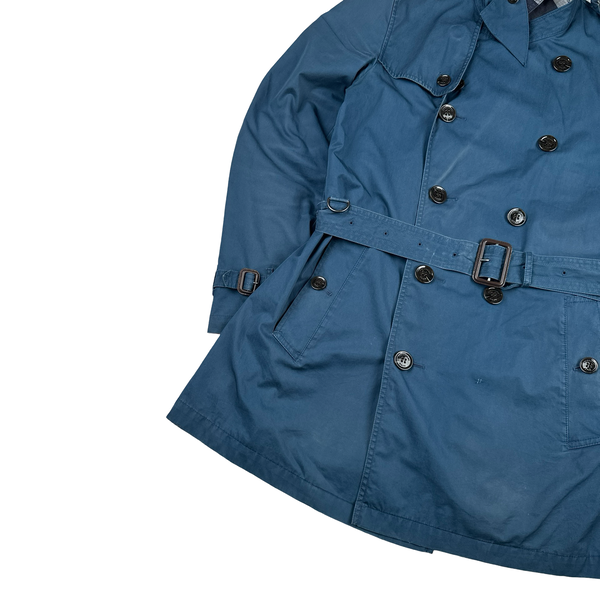 Burberry Brit Navy Nova Check Lined Trench Coat - Medium