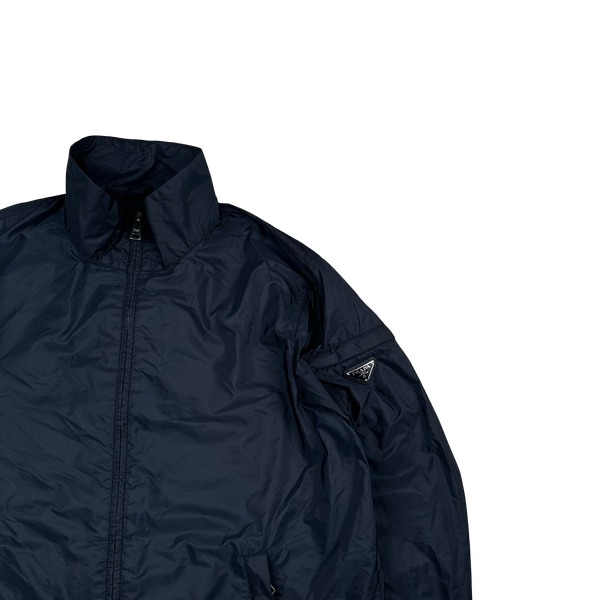 Prada Navy Nylon Triangle Logo Lightweight Jacket - XL
