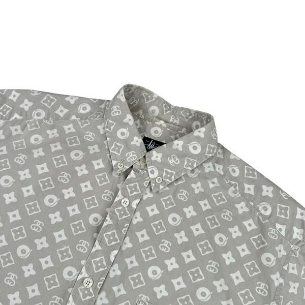 Stussy LV Monogram Record White Buttoned Shirt - Large