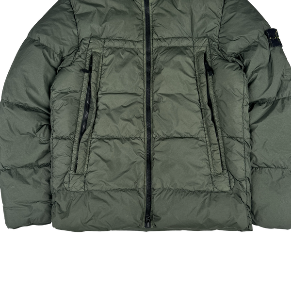 Stone Island 2020 Moss Green Crinkle Reps Puffer Jacket - Small