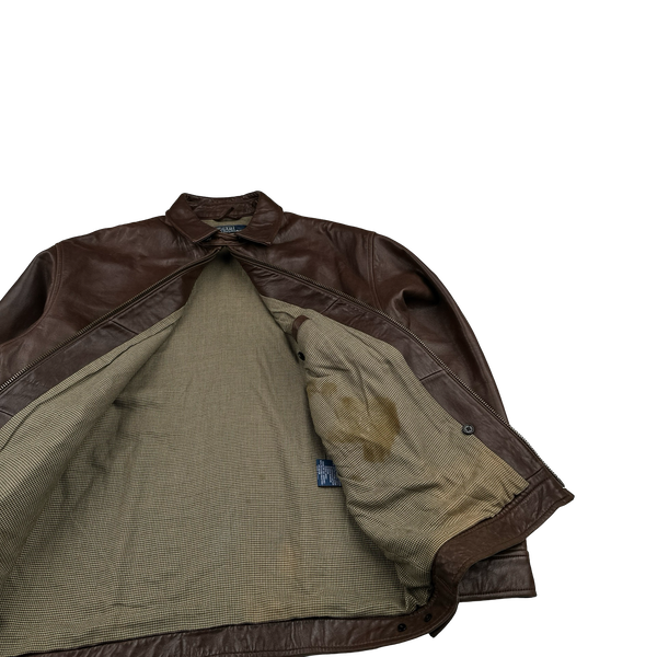 Ralph Lauren Brown Heavyweight Leather Jacket - Medium