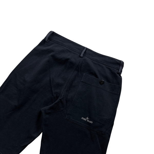 Stone Island 2010 Navy Spellout Cotton Jogger Shorts - Small