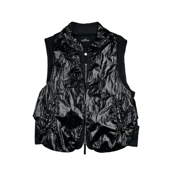 Stone Island 2022 Black Shadow Project Glass Linen Utility Vest - Large