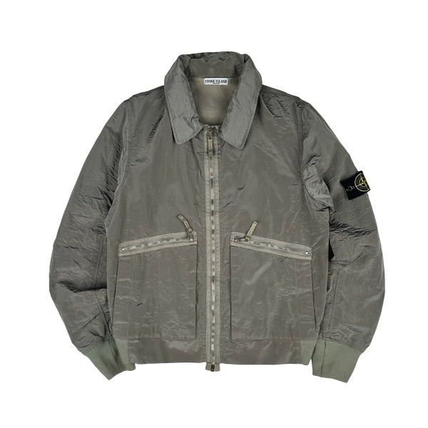 Stone Island 2008 Archive Grey Nylon Metal Bomber Jacket - L