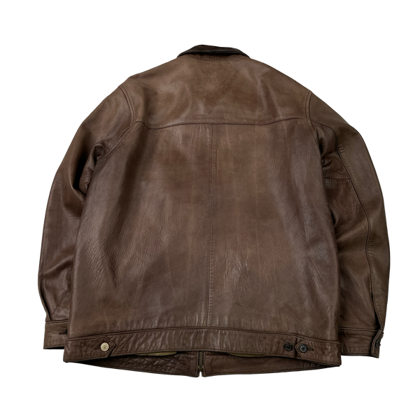 Ralph Lauren Brown Heavyweight Leather Jacket - Medium