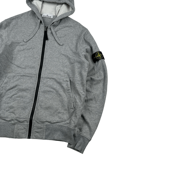 Stone Island Grey Cotton Zipped Hoodie - Medium