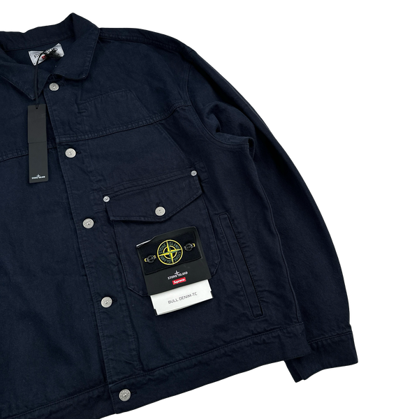Stone Island x Supreme 2023 Navy Bull Denim TC Jacket - Large