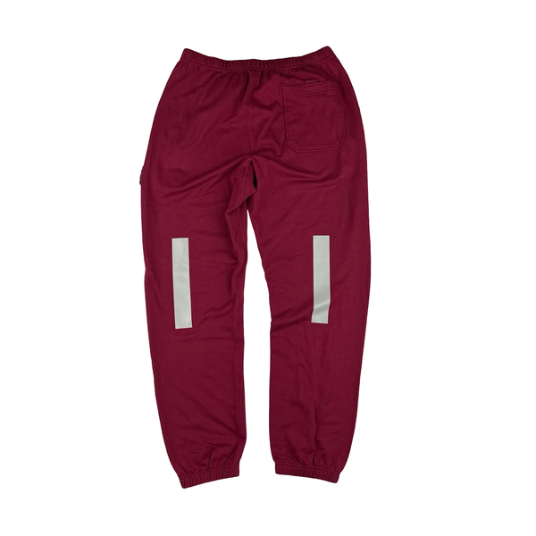 Stone Island 2018 Bordeaux Red Reflective Panel Cotton Joggers - Medium