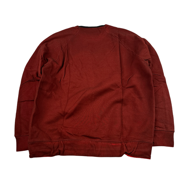 CP Company Red Cotton Sprayed Garment Dyed Crewneck Jumper - XL
