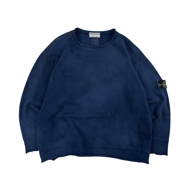 Stone Island 1995 Vintage Spellout Pullover Sweatshirt - Large