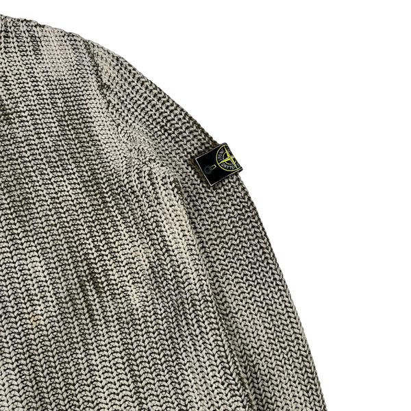 Stone Island 2017 Beige Hand Corrosion Cable Knit Jumper - 3XL