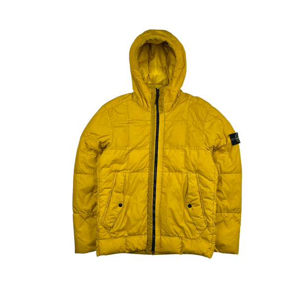 Stone Island 2018 Yellow Down Filled Crinkle Puffer Jacket - Medium